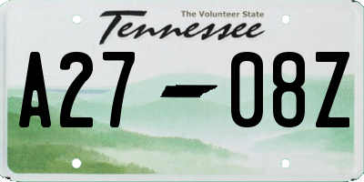 TN license plate A2708Z