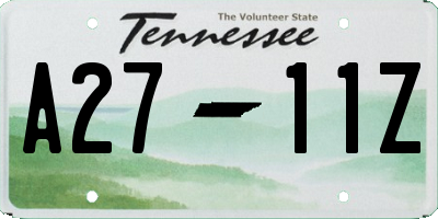 TN license plate A2711Z