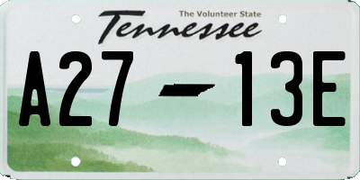 TN license plate A2713E