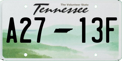 TN license plate A2713F
