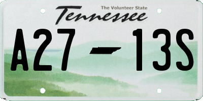 TN license plate A2713S