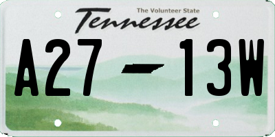 TN license plate A2713W