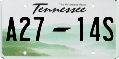 TN license plate A2714S