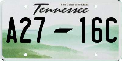 TN license plate A2716C