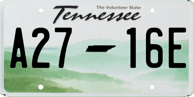 TN license plate A2716E