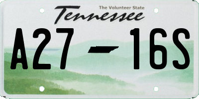TN license plate A2716S