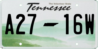 TN license plate A2716W