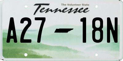TN license plate A2718N