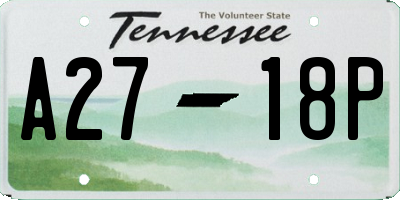 TN license plate A2718P