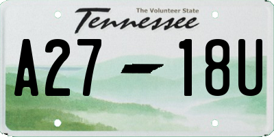 TN license plate A2718U