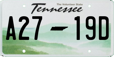 TN license plate A2719D