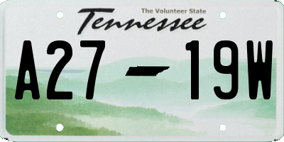 TN license plate A2719W