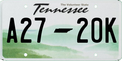 TN license plate A2720K