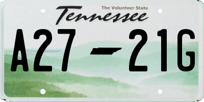TN license plate A2721G