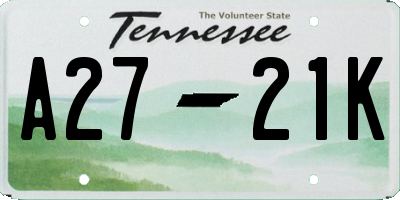 TN license plate A2721K