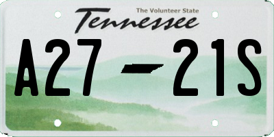 TN license plate A2721S