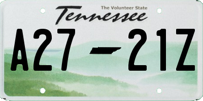 TN license plate A2721Z