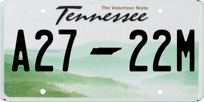 TN license plate A2722M