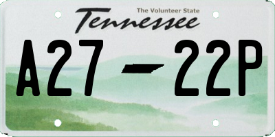 TN license plate A2722P