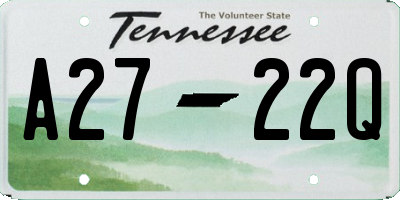 TN license plate A2722Q