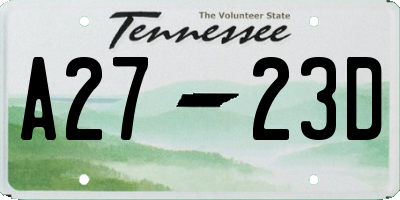 TN license plate A2723D