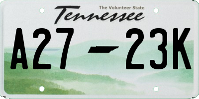 TN license plate A2723K