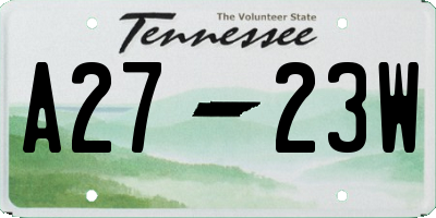TN license plate A2723W