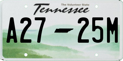TN license plate A2725M
