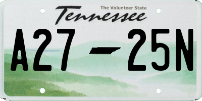 TN license plate A2725N