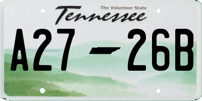 TN license plate A2726B
