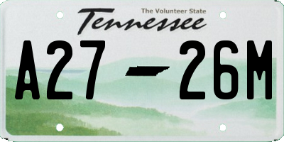 TN license plate A2726M
