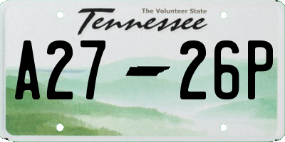 TN license plate A2726P