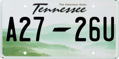 TN license plate A2726U