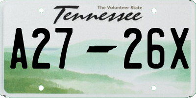 TN license plate A2726X
