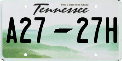 TN license plate A2727H