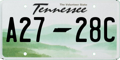 TN license plate A2728C