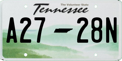 TN license plate A2728N