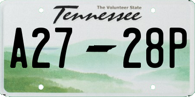 TN license plate A2728P