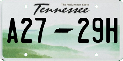 TN license plate A2729H