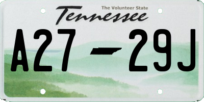 TN license plate A2729J