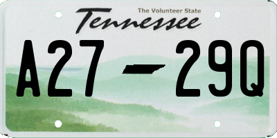 TN license plate A2729Q