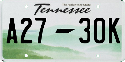TN license plate A2730K