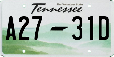 TN license plate A2731D