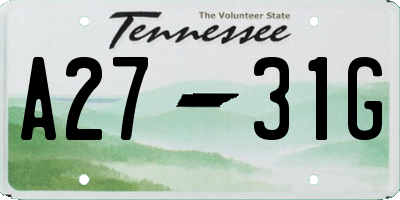 TN license plate A2731G