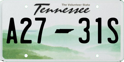 TN license plate A2731S