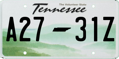 TN license plate A2731Z