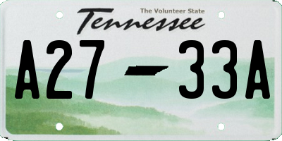 TN license plate A2733A
