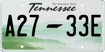 TN license plate A2733E