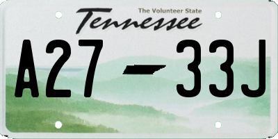 TN license plate A2733J