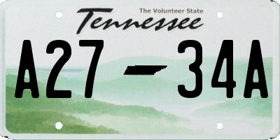 TN license plate A2734A